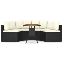 5-cz. zestaw wypoczynkowy do ogrodu, poduszki, czarny rattan PE