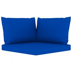 Ogrodowa sofa 3-os. z niebieskimi poduszkami