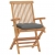 Krzesła ogrodowe z szarymi poduszkami, 4 szt., drewno tekowe