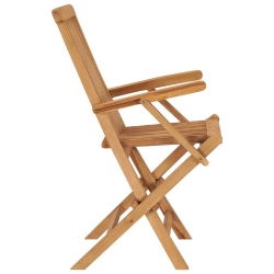 Krzesła ogrodowe z kremowymi poduszkami, 4 szt., drewno tekowe