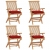 Krzesła ogrodowe, czerwone poduszki, 4 szt., lite drewno tekowe