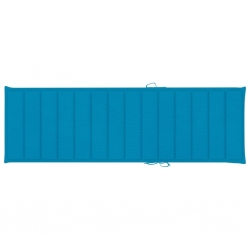 Leżak podwójny z niebieskimi poduszkami impregnowana sosna