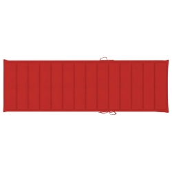 Leżak podwójny z czerwonymi poduszkami, impregnowana sosna