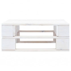 Ogrodowy stołek z palet, impregnowane na biało drewno sosnowe