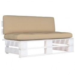 Ogrodowa sofa środkowa z palet, biała, drewno sosnowe