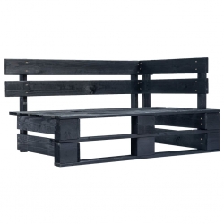 Ogrodowa sofa narożna z palet, czarna, drewno sosnowe