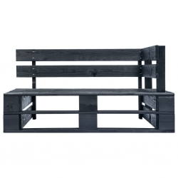 Ogrodowa sofa narożna z palet, czarna, drewno sosnowe