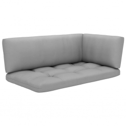 Sofa 2-os. z palet, z poduszkami, szara, drewno sosnowe