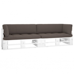 Sofa 2-osobowa z palet, z poduszkami, biała, drewno sosnowe