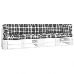 Sofa 2-osobowa z palet, z poduszkami, biała, drewno sosnowe