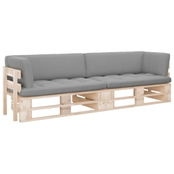 Sofa 2-osobowa z palet, z poduszkami, impregnowane drewno