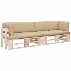 Sofa 2-osobowa z palet, z poduszkami, impregnowane drewno