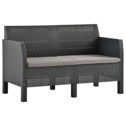 2-osobowa sofa ogrodowa z poduszkami, antracytowa, PP