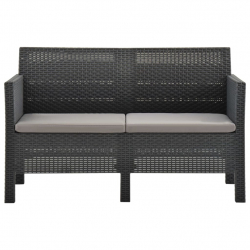 2-osobowa sofa ogrodowa z poduszkami, antracytowa, PP