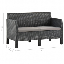 2-osobowa sofa ogrodowa z poduszkami, antracytowa, PP
