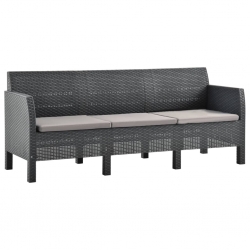 3-osobowa sofa ogrodowa z poduszkami, antracytowa, PP