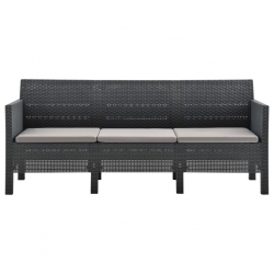 3-osobowa sofa ogrodowa z poduszkami, antracytowa, PP