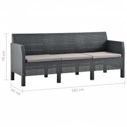 3-osobowa sofa ogrodowa z poduszkami, antracytowa, PP