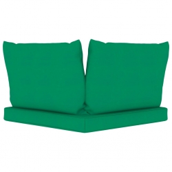 Ogrodowa sofa 2-os. z palet, z zielonymi poduszkami, sosna