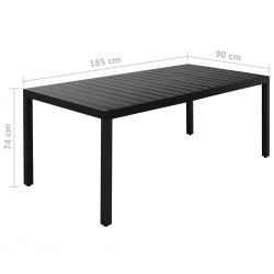 9-częściowy zestaw mebli ogrodowych, aluminium, czarny