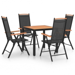 5-częściowy zestaw mebli ogrodowych, aluminiowy, czarny