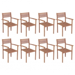 Sztaplowane krzesła ogrodowe, 8 szt., lite drewno tekowe