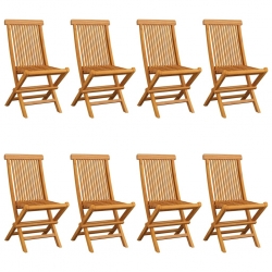 Krzesła ogrodowe z bordowymi poduszkami, 8 szt., drewno tekowe