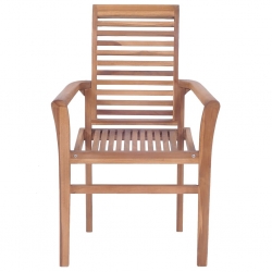 Krzesła stołowe z czerwonymi poduszkami, 6 szt., drewno tekowe