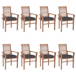 Krzesła stołowe 8 szt., z antracytowymi poduszkami, tekowe