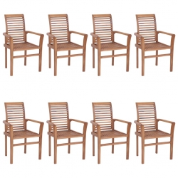 Krzesła stołowe z zielonymi poduszkami, 8 szt., drewno tekowe
