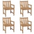Krzesła ogrodowe z bordowymi poduszkami, 4 szt., drewno tekowe
