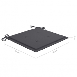 Krzesła ogrodowe, 6 szt., antracytowe poduszki, drewno tekowe