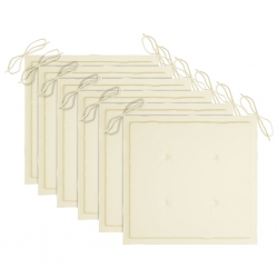 Krzesła ogrodowe, kremowe poduszki, 6 szt., drewno tekowe