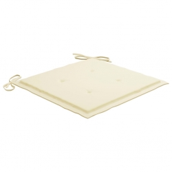 Krzesła ogrodowe, kremowe poduszki, 6 szt., drewno tekowe