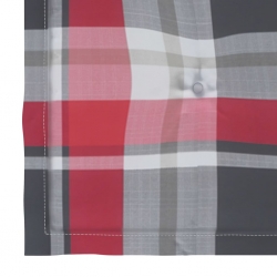 Krzesła ogrodowe, 6 szt., z poduszkami w czerwoną kratkę, tek