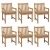 Krzesła ogrodowe z beżowymi poduszkami, 6 szt., drewno tekowe