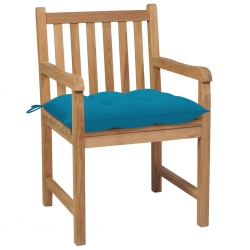 Krzesła ogrodowe z jasnoniebieskimi poduszkami, 6 szt., tekowe
