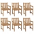 Krzesła ogrodowe z czerwonymi poduszkami, 6 szt., drewno tekowe