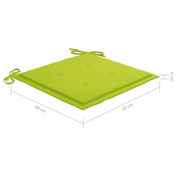 Krzesła ogrodowe 8 szt., z jasnozielonymi poduszkami, tekowe