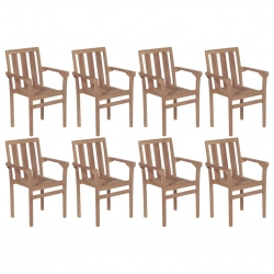 Sztaplowane krzesła ogrodowe z poduszkami 8 szt., drewno tekowe