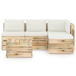 5-cz. zestaw wypoczynkowy do ogrodu, z poduszkami, drewniany