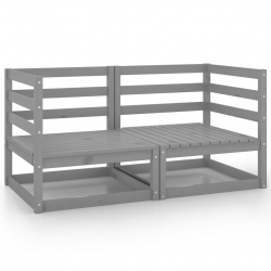 2-osobowa sofa ogrodowa, szara, lite drewno sosnowe