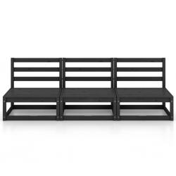 3-osobowa sofa ogrodowa, czarna, lite drewno sosnowe