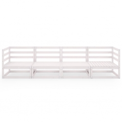 4-osobowa sofa ogrodowa, biała, lite drewno sosnowe