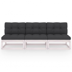 3-osobowa sofa z poduszkami, lite drewno sosnowe
