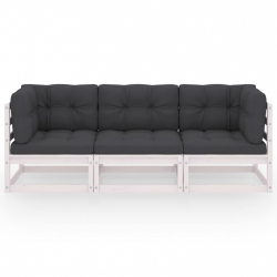 3-osobowa sofa ogrodowa z poduszkami, lite drewno sosnowe