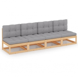 4-osobowa sofa z poduszkami, lite drewno sosnowe