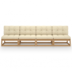 4-osobowa sofa z poduszkami, lite drewno sosnowe
