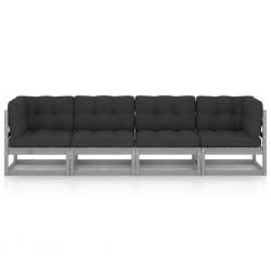 4-osobowa sofa ogrodowa z poduszkami, lite drewno sosnowe