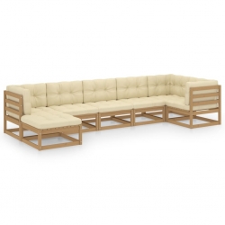 7-cz. zestaw wypoczynkowy do ogrodu, z poduszkami, lita sosna